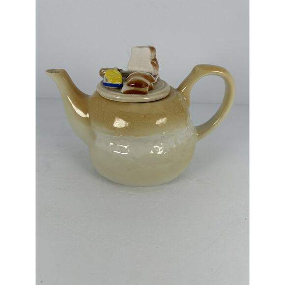 1987 England Sunshine Ceramics COTTAGE LOAF BREAD AND BUTTER TEAPOT with CRAZING - Picture 1 of 16